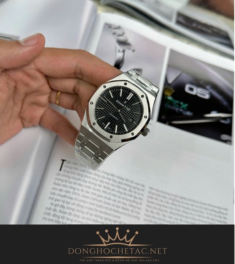 AP Royal Oak 15400 Black Dial Máy Cal3120 Mỏng Chỉ 9,8mm Rep 1:1 Supper Fake cao cấp 6 67
