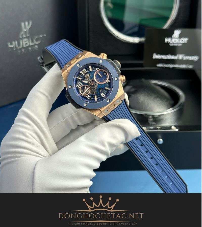 Hublot Big Bang Unico King Gold Blue Ceramic Rep 1:1 Supper Fake chế tác cao cấp Hublot Big Bang Unico King Gold Blue Ceramic