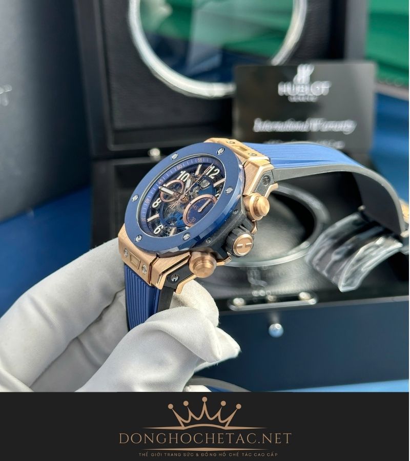 Hublot Big Bang Unico King Gold Blue Ceramic Rep 1:1 Supper Fake chế tác cao cấp Hublot Big Bang Unico King Gold Blue Ceramic