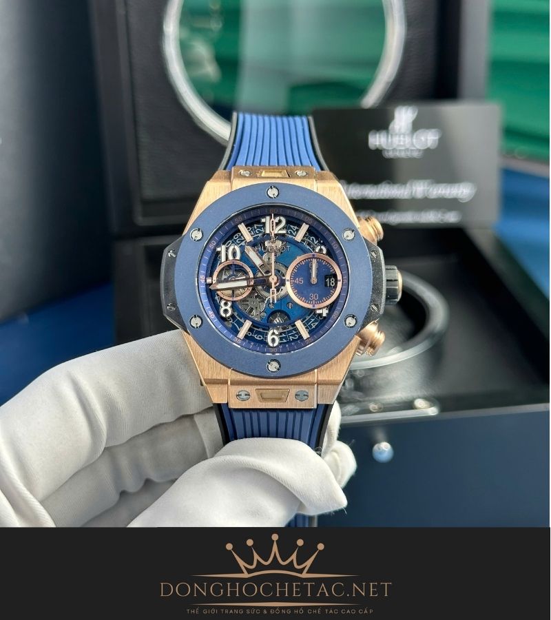 Hublot Big Bang Unico King Gold Blue Ceramic Rep 1:1 Supper Fake chế tác cao cấp Hublot Big Bang Unico King Gold Blue Ceramic