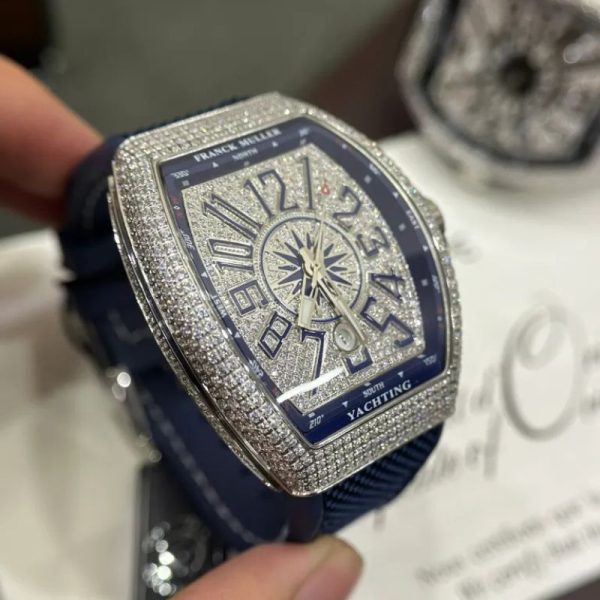 Dong ho Franck Muller V45 nam dinh full kim cuong nhan tao mau xanh 44mm 2