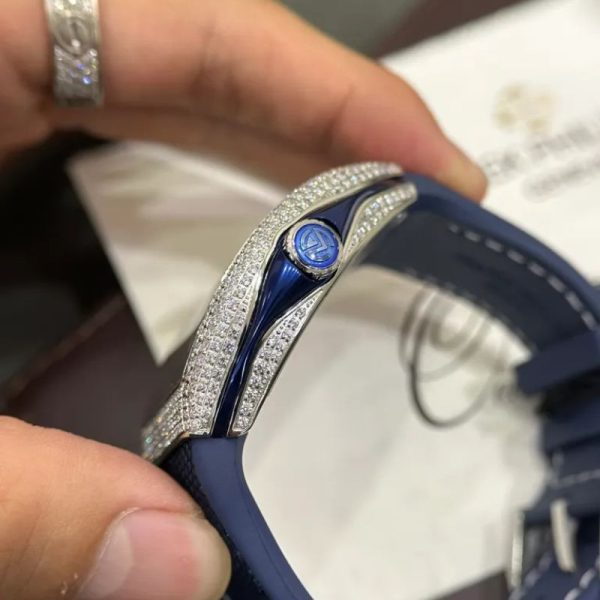 Dong ho Franck Muller V45 nam dinh full kim cuong nhan tao mau xanh 44mm 3