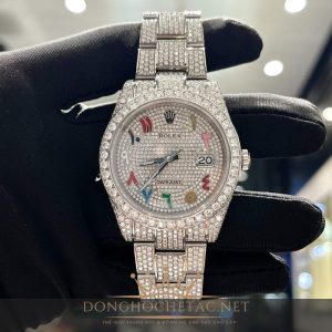 Rolex Datejust 41mm Chế Tác Full Kim Cương Moissanite