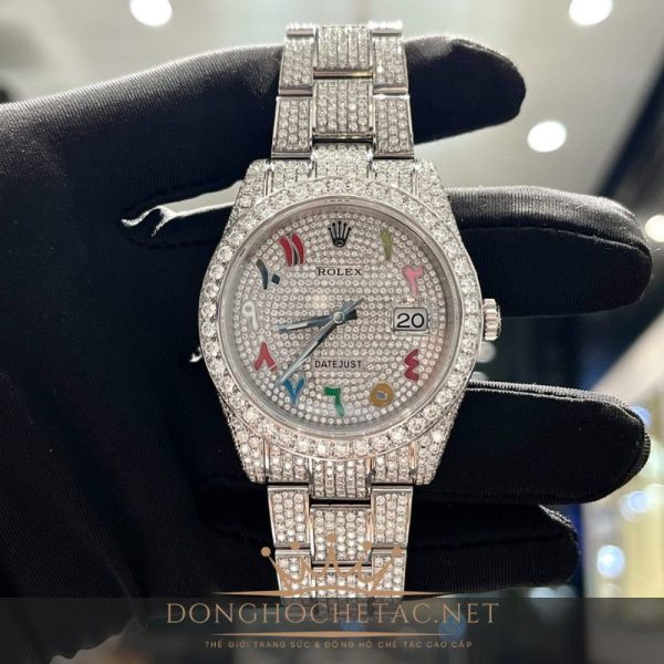 Rolex Datejust 41mm Chế Tác Full Kim Cương Moissanite