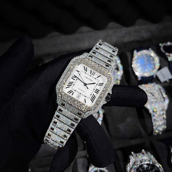 Cartier De Santos Rep 11 Full Kim Cuong Moissanite 2