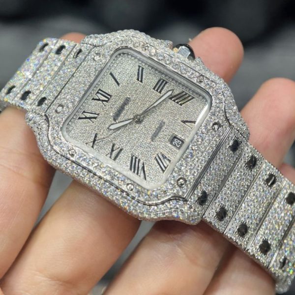 Cartier De Santos Rep 11 Full Kim Cuong Moissanite 3