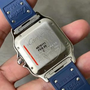 Cartier Santos Rep 11 cao cap mat xanh blue 4