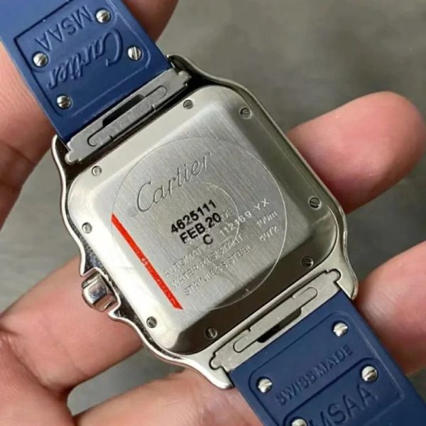 Cartier Santos Rep 11 cao cap mat xanh blue 4