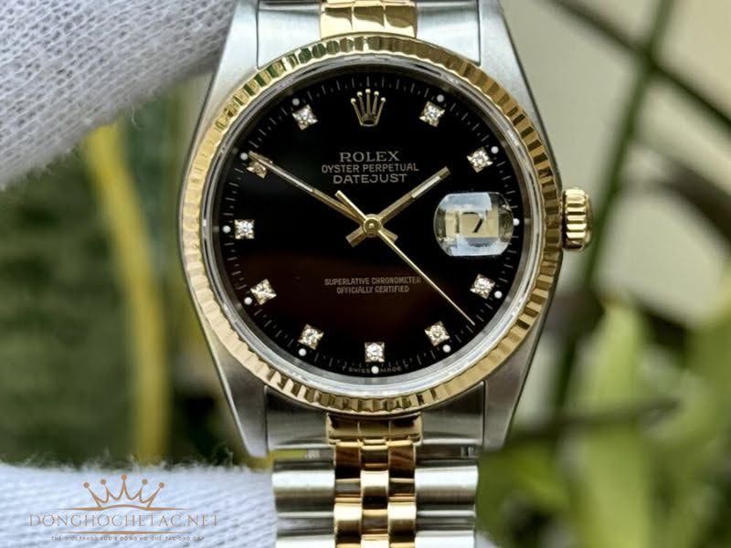 Đồng hồ Rolex 16233 Mặt Đen Chỉ Vàng